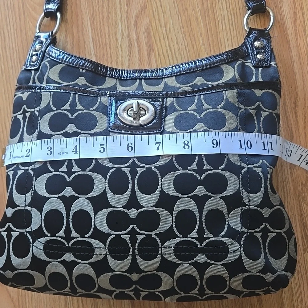 Coach Penelope Signature Sateen Hippie Crossbody Bag Black/Tan